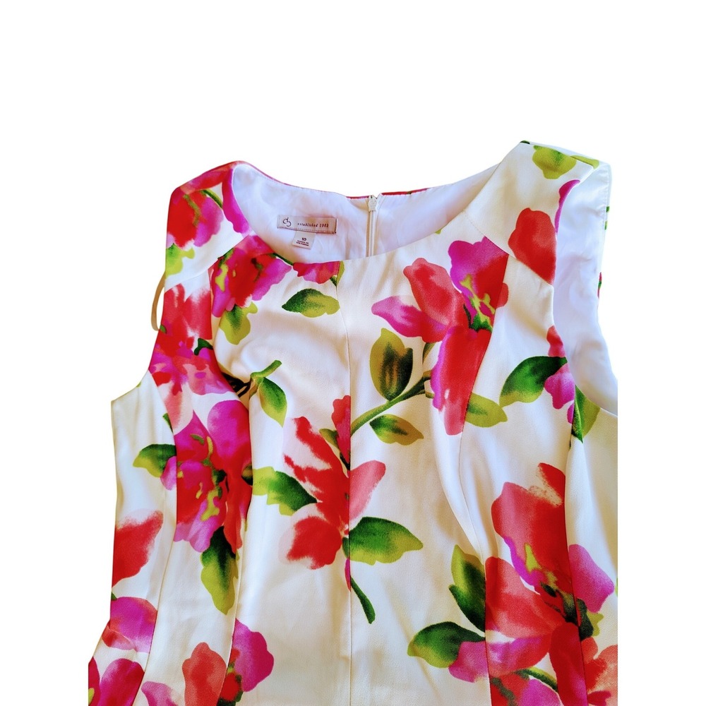 DB Established 1962 Floral Fit & Flare Dress Pink White Sleeveless Size 10 - Picture 5 of 7